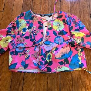 Zara tie front shirt